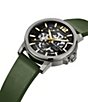 Color:Olive - Image 2 - Men's Automatic Olive Green Leather Strap Watch