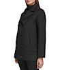 Color:Black - Image 3 - Notched Collared Double Breasted Wool Peacoat