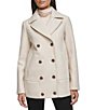 Color:Beige - Image 1 - Notched Collared Double Breasted Wool Peacoat