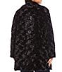 Color:Black - Image 2 - Plus Size Grooved Faux Fur Notch Collar Coat