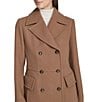 Kenneth Cole New York Solid Notch Collar Double Breasted Military Coat, Color:Camel - Image 4