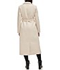Color:Beige - Image 2 - Stand Collar Belted Wrap Wool Blend Maxi Coat