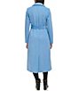 Color:Periwinkle - Image 2 - Stand Collar Belted Wrap Wool Blend Maxi Coat