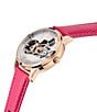 Color:Fuchsia - Image 3 - Women's Automatic Leather Strap Watch