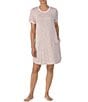 Color:White/Animal - Image 1 - Animal Print Short Sleeve Round Neck Side Seam Pocket Cozy Knit Nightgown