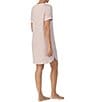 Color:White/Animal - Image 2 - Animal Print Short Sleeve Round Neck Side Seam Pocket Cozy Knit Nightgown