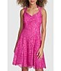 Color:Fuchsia - Image 2 - Corded Lace V-Neck Sleeveless Open Back Dress