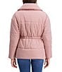 Kensie Crinkle Cire Envelope Neck Long Sleeve Drop Shoulder Elastic Cinched Water Resistant Puffer Coat, Color:Rose - Image 2