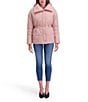 Kensie Crinkle Cire Envelope Neck Long Sleeve Drop Shoulder Elastic Cinched Water Resistant Puffer Coat, Color:Rose - Image 3