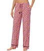 Color:Pink/Floral - Image 1 - Ditsy Floral Print Coordinating Long Knit Pajama Pants