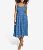 Color:Chambray Blue - Image 1 - Dresses Smocked Sweetheart Neck Sleeveless Midi Dress