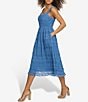 Color:Chambray Blue - Image 3 - Dresses Smocked Sweetheart Neck Sleeveless Midi Dress