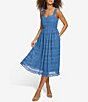 Color:Chambray Blue - Image 4 - Dresses Smocked Sweetheart Neck Sleeveless Midi Dress