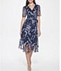 Kensie Embroidered Floral Short Sleeve V-Neck Faux Wrap Dress | Dillard's