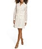 Color:White - Image 1 - Eyelet Collar Neck Long Sleeve Button Front Mini Dress