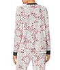 Color:Pink Heather Floral - Image 2 - Floral Print Cloud Jersey Knit Coordinating Long Sleeve Henley Sleep Top