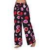 Color:Black Ground Floral - Image 3 - Floral Print Knit Drawstring Waist Side Pocket Smocked Pajama Pant
