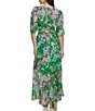 Color:Green Multi - Image 2 - Floral V-Neck Elbow Sleeve Crop Top and A-Line Maxi Skirt 2-Piece Set