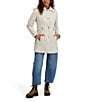 Kensie Water Resistant Hooded Point Collar Long Sleeves Side Tab Button Front Softshell Trench Coat, Color:Ivory - Image 2