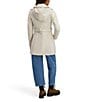 Kensie Water Resistant Hooded Point Collar Long Sleeves Side Tab Button Front Softshell Trench Coat, Color:Ivory - Image 3