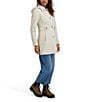 Kensie Water Resistant Hooded Point Collar Long Sleeves Side Tab Button Front Softshell Trench Coat, Color:Ivory - Image 4