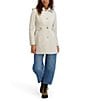 Kensie Water Resistant Hooded Point Collar Long Sleeves Side Tab Button Front Softshell Trench Coat, Color:Ivory - Image 5