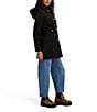 Kensie Water Resistant Hooded Point Collar Long Sleeves Side Tab Button Front Softshell Trench Coat, Color:Black - Image 5