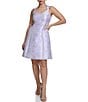 Color:Lilac - Image 1 - Jacquard V-Neck Sleeveless Cross Strap Side Pocket A-Line Mini Dress