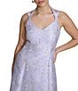 Color:Lilac - Image 4 - Jacquard V-Neck Sleeveless Cross Strap Side Pocket A-Line Mini Dress