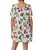 Color:Large Floral - Image 2 - Large Floral Print Woven Short Sleeve Round Neck Sleep Dress