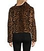 Kensie Leopard Faux Fur Collared Neck Long Sleeves Gold Button Front Coat, Color:Brown Leopard - Image 3