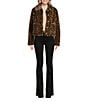 Kensie Leopard Faux Fur Collared Neck Long Sleeves Gold Button Front Coat, Color:Brown Leopard - Image 4