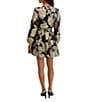 Kensie Long Sleeve V- Neck Floral Jacquard Organza Mini Dress, Color:Black Gold - Image 2