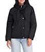 Kensie Luxe Satin Scarf Hood A-Line Zip Front Jacket - Image 1