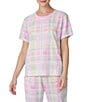 Color:Multi Plaid - Image 1 - Marsh Plaid Print Short Sleeve Knit Coordinating Sleep Top