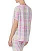 Color:Multi Plaid - Image 2 - Marsh Plaid Print Short Sleeve Knit Coordinating Sleep Top