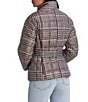 Kensie Matte Cire Belted Plaid Quilt Zip Front Puffer Jacket - Image 2
