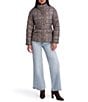 Kensie Matte Cire Belted Plaid Quilt Zip Front Puffer Jacket - Image 3