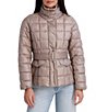Kensie Matte Cire Belted Quilt Zip Front Puffer Jacket - Image 1
