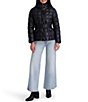Kensie Matte Cire Belted Quilt Zip Front Puffer Jacket - Image 6