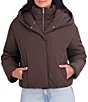 Kensie Memory Fabric Hooded Funnel Collar Puffer Bomber Style Jacket - Image 1