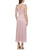 Color:Pink - Image 2 - Metallic V-Neck Bow Shoulder Detail A-Line Dress