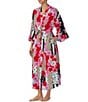 Color:Multi - Image 3 - Multi Print 3/4 Sleeve Woven Maxi Kimono Long Robe