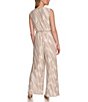 Color:Champagne - Image 2 - Pleated Knit V-Neck Sleeveless Jumpsuit