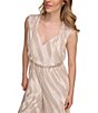 Color:Champagne - Image 4 - Pleated Knit V-Neck Sleeveless Jumpsuit