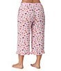 Color:Pink Ground - Image 2 - Plus Size Butterfly Print Cropped Pajama Pant
