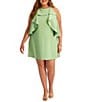 Kensie Plus Size Chiffon Cascade Ruffle Halter Sheath Dress - Image 1