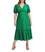 Kensie Plus Size Cotton Eyelet Dress, Color:Green - Image 3