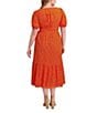 Kensie Plus Size Cotton Eyelet Dress, Color:Orange - Image 2