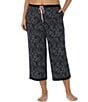 Color:Black Ivory Dot - Image 1 - Plus Size Jersey Knit Dotted Coordinating Cropped Sleep Pants